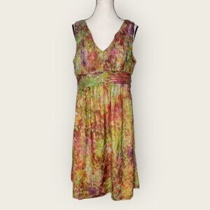 Sundance green floral silk sleeveless dress
